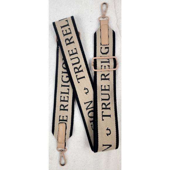 True Religion Beige Black Detachable Shoulder Crossbody Strap Replacement ONLY - Picture 1 of 10